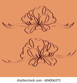Set hand drawn bows isolated on background.