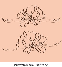 Set hand drawn bows isolated on background.