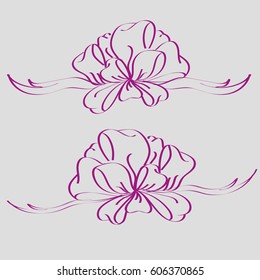 Set hand drawn bows isolated on background.