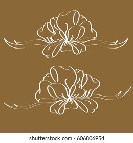 Set hand drawn bows isolated on background.