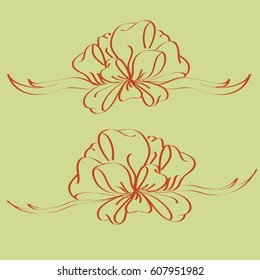 Set hand drawn bows isolated on background.