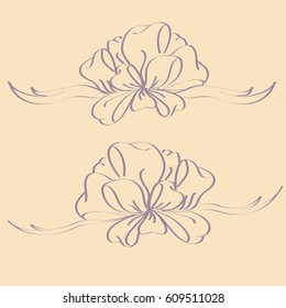 Set hand drawn bows isolated on background.
