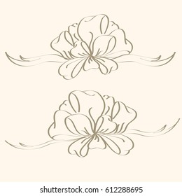 Set hand drawn bows isolated on background.