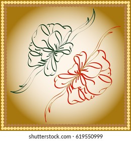 Set hand drawn bows isolated on background.