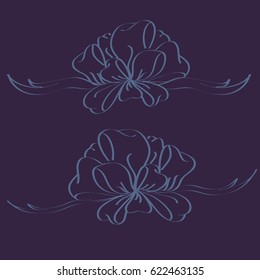 Set hand drawn bows isolated on background.
