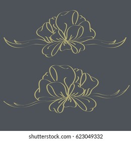 Set hand drawn bows isolated on background.