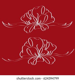Set hand drawn bows isolated on background.