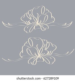 Set hand drawn bows isolated on background.