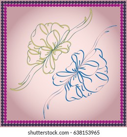 Set hand drawn bows isolated on background.