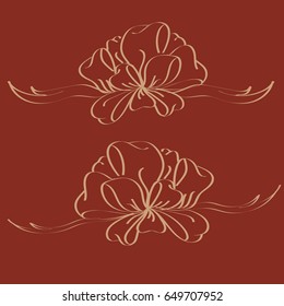 Set hand drawn bows isolated on background.