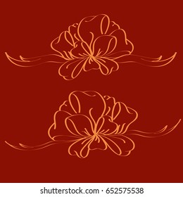 Set hand drawn bows isolated on background.