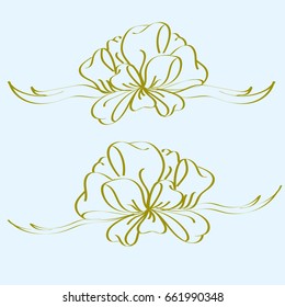 Set hand drawn bows isolated on background.