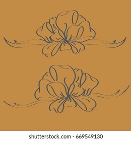 Set hand drawn bows isolated on background.