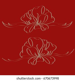 Set hand drawn bows isolated on background.