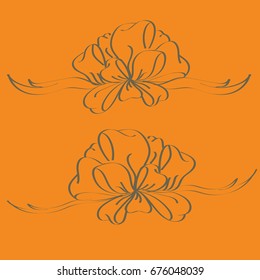 Set hand drawn bows isolated on background.