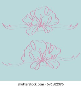 Set hand drawn bows isolated on background.