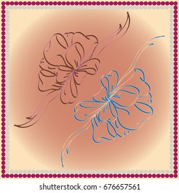 Set hand drawn bows isolated on background.