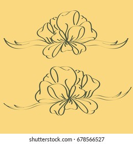 Set hand drawn bows isolated on background.