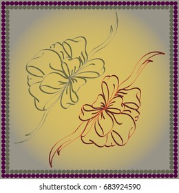 Set hand drawn bows isolated on background.