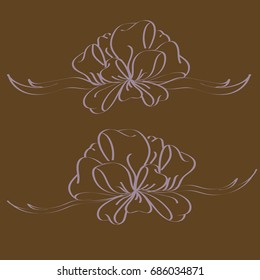 Set hand drawn bows isolated on color background.