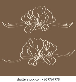 Set hand drawn bows isolated on color background.