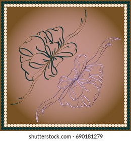 Set hand drawn bows isolated on color background.