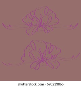 Set hand drawn bows isolated on color background.