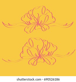 Set hand drawn bows isolated on color background.