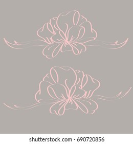 Set hand drawn bows isolated on color background.