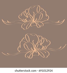 Set hand drawn bows isolated on color background.