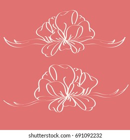 Set hand drawn bows isolated on color background.