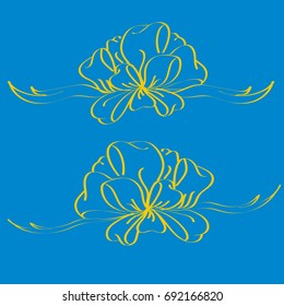 Set hand drawn bows isolated on color background.
