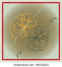 Set hand drawn bows isolated on color background.