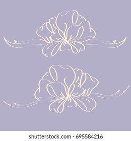 Set hand drawn bows isolated on color background.