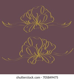 Set hand drawn bows isolated on color background.