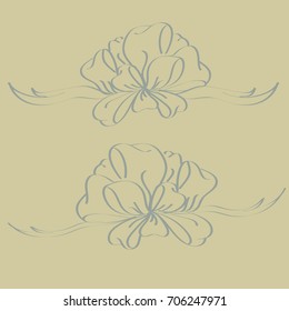 Set hand drawn bows isolated on color background.