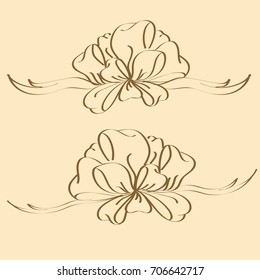 Set hand drawn bows isolated on color background.