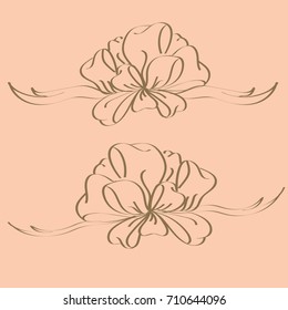 Set hand drawn bows isolated on color background.