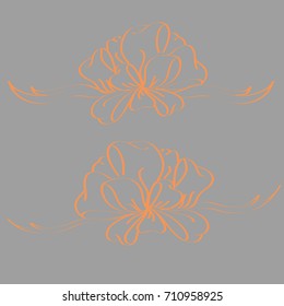 Set hand drawn bows isolated on color background.