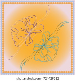 Set hand drawn bows isolated on color background.