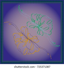Set hand drawn bows isolated on color background.