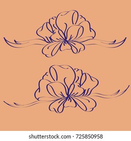 Set hand drawn bows isolated on color background.