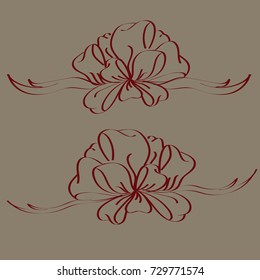 Set hand drawn bows isolated on color background.