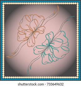 Set hand drawn bows isolated on color background.