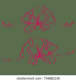 Set hand drawn bows isolated on color background.