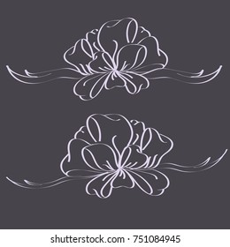 Set hand drawn bows isolated on color background.