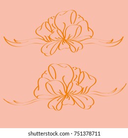 Set hand drawn bows isolated on color background.