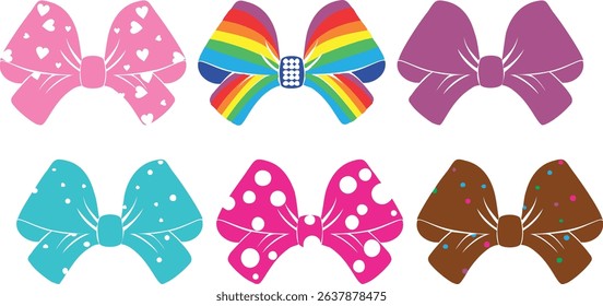 Set of hand drawn bows. Vintage line art ribbon gift. Cute coquette wedding trendy bow sketch. Vector outline illustration 