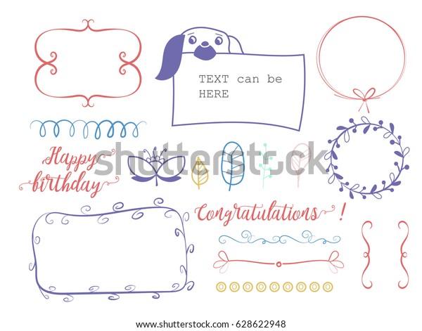 set of hand drawn\
bright elements for greeting and invitation cards. text decoration.\
vector design elements