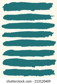 Set of hand drawn brush strokes. Turquoise background
